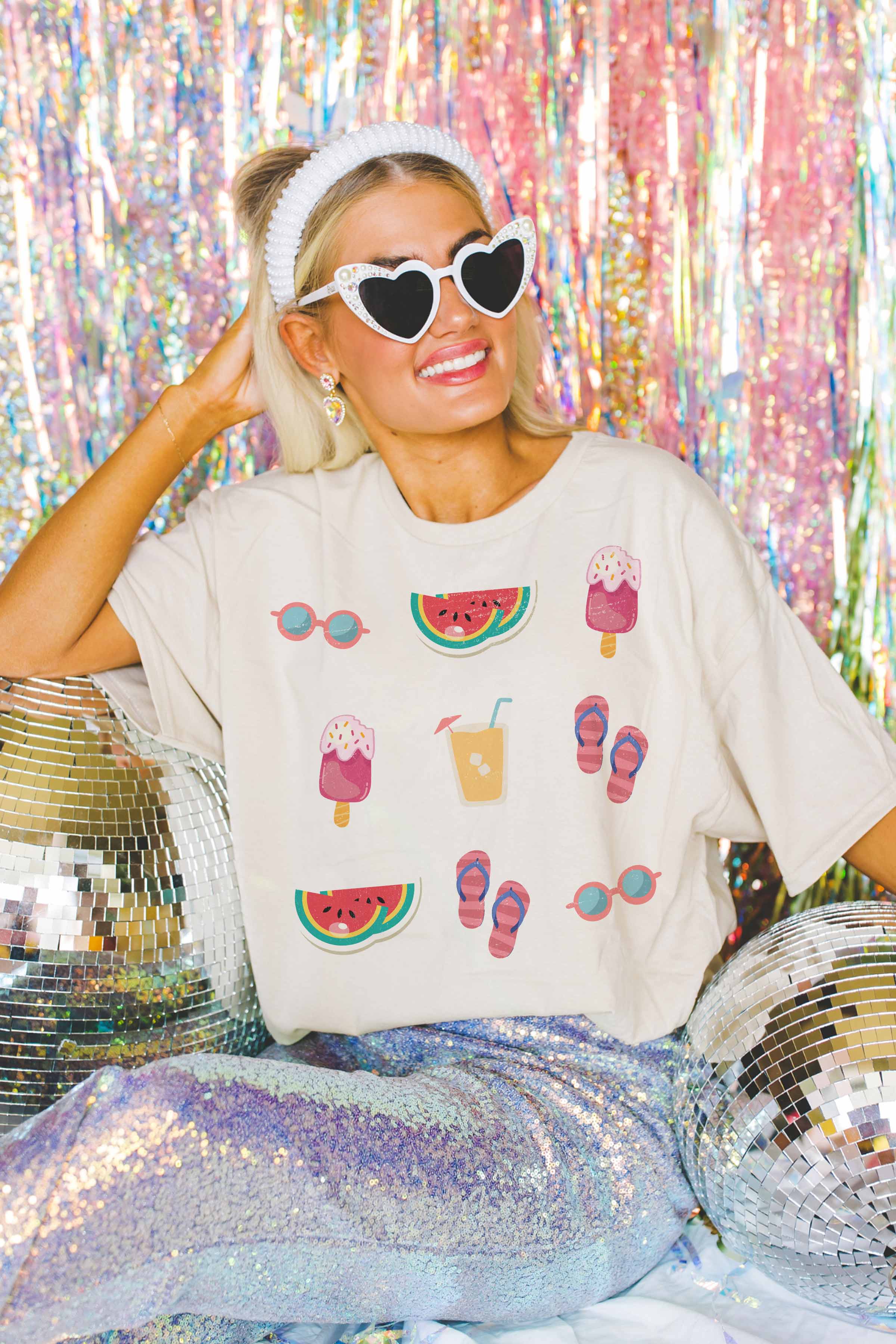 GOOD DAY STREET - Vendita all'ingrosso Maglietta serigrafata - Donna - [G1907X-OTS]-MAGLIETTA OVERSIZE GALLERIA ESTIVA1