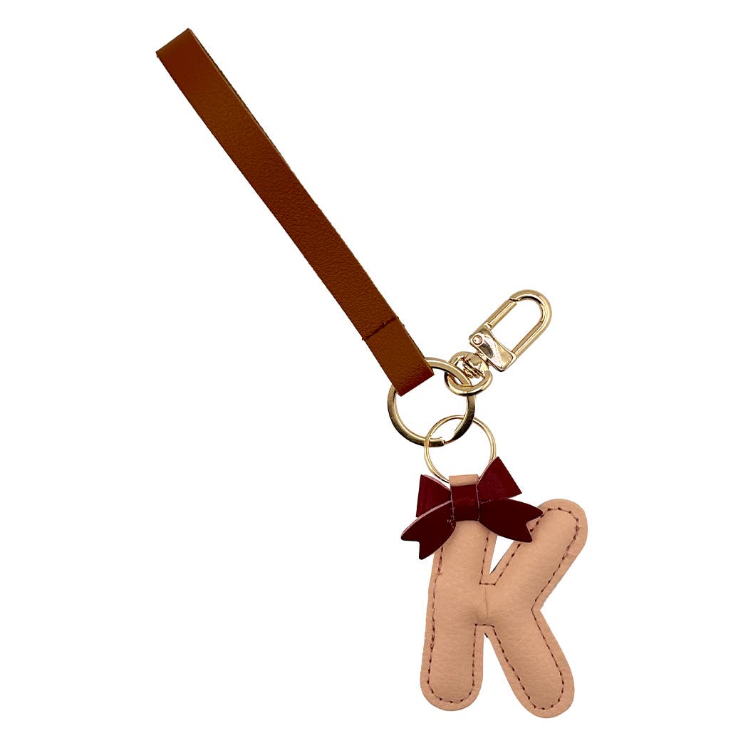Fashion City - Wholesale Keychain – Women's - Alphabet with Bow Faux Leather Key Chain Bag Charm5