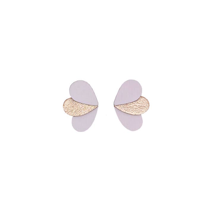 White and gold leather butterfly stud earrings for wholesale by Manali