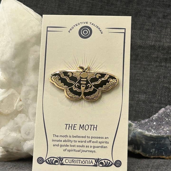 Enamel Pin Cecropia Moth Black for wholesale by Mineral and Matter