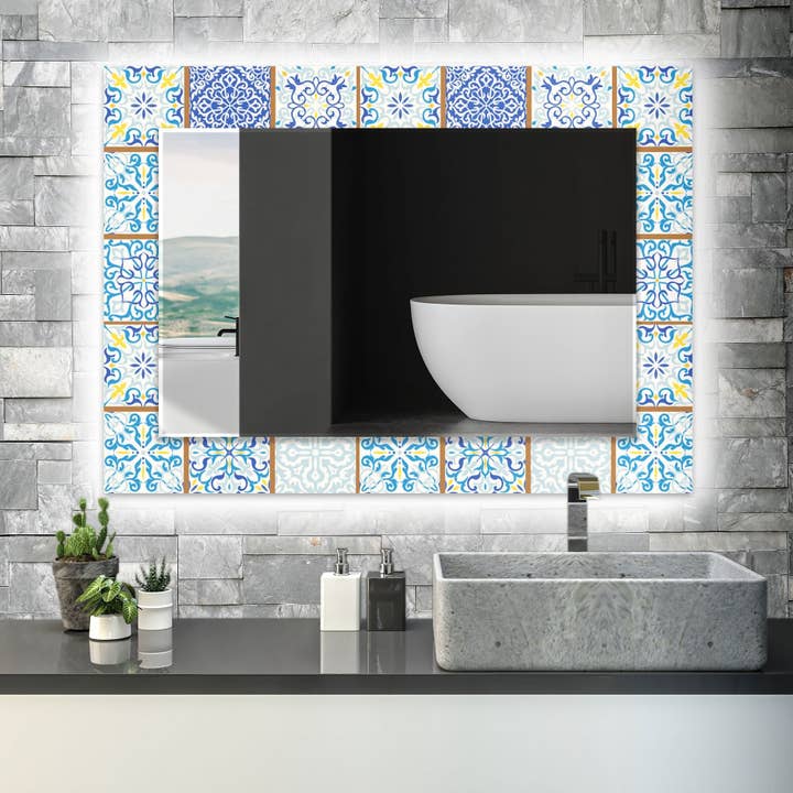 Miroir mural en verre trempé en mosaïque pour la vente par MyPhotostation