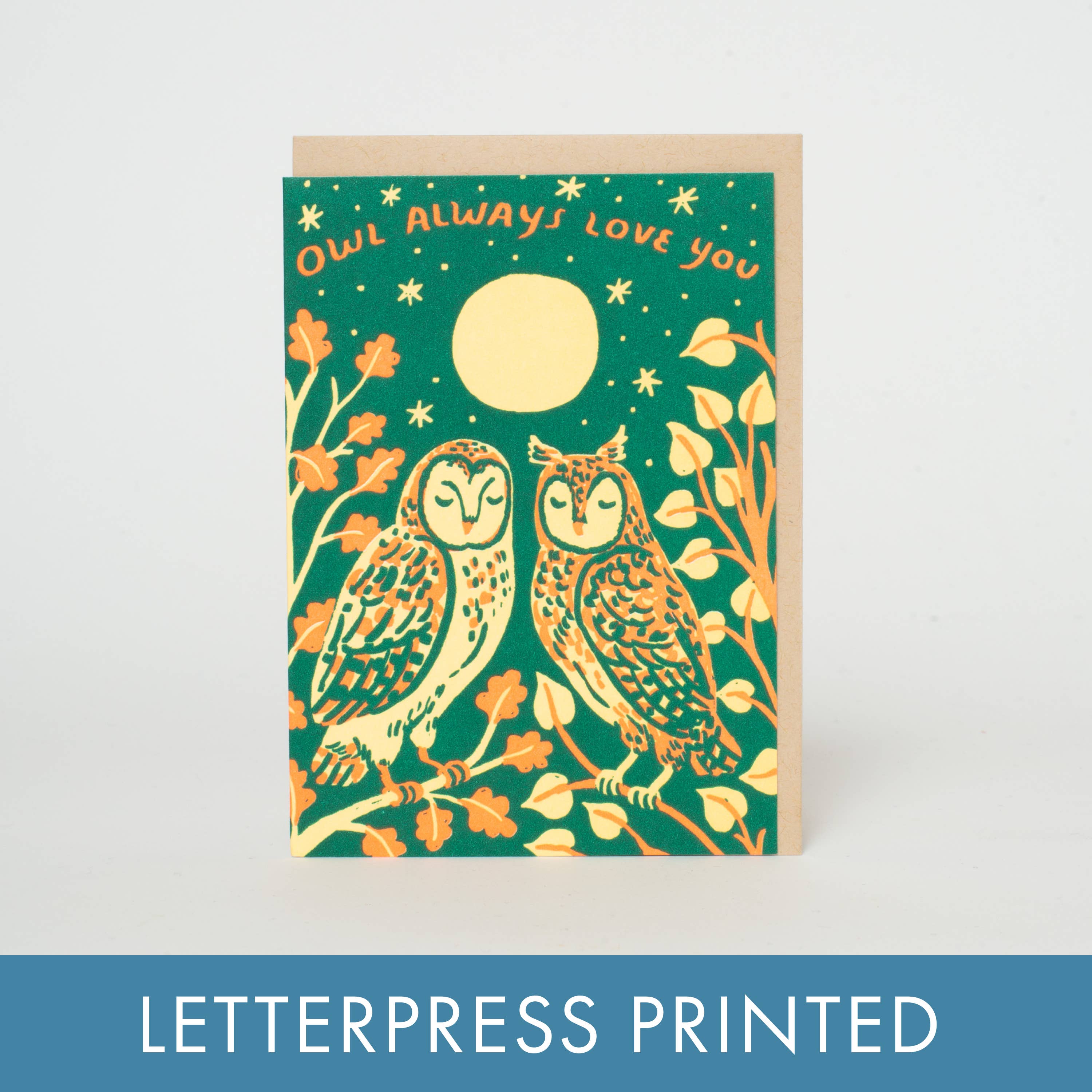 Egg Press Manufacturing - Wholesale Love Card - Owl Love Mini Letterpress Greeting Card by Phoebe Wahl