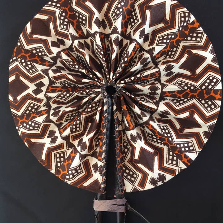 BROWN TRIBAL hand fan for wholesale by The Afrophile