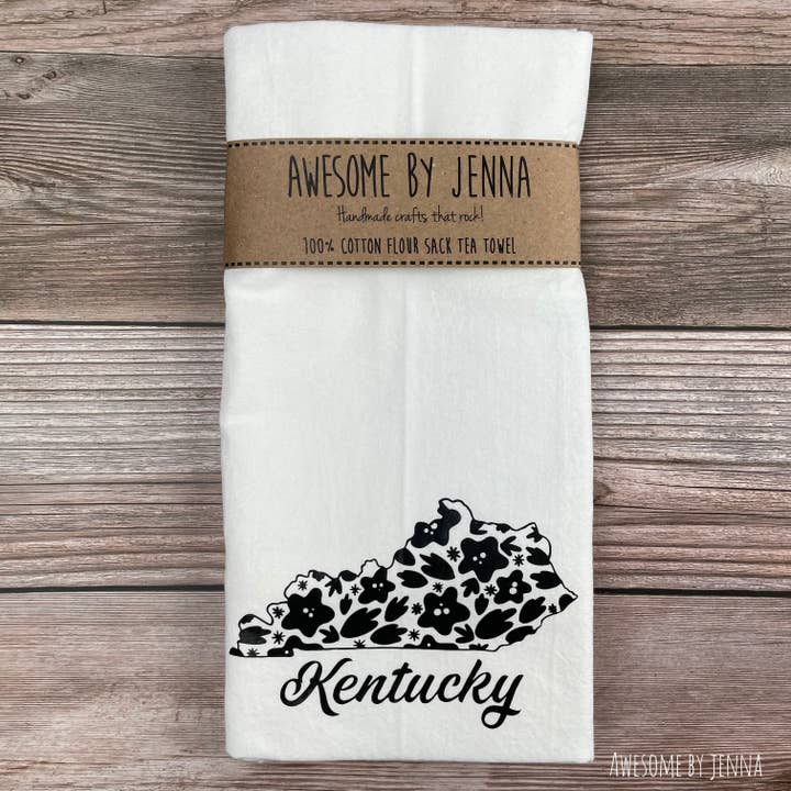Floral Kentucky Tea Towel for wholesale by Awesome by Jenna