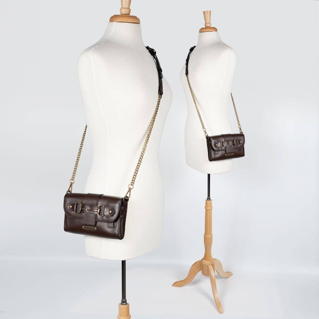 URBAN-EQUESTRIAN - Vendita all'ingrosso Borsa a tracolla - Donna - Dalton - Borsa a tracolla di lusso in pelle con morsetto per cavallo in marrone scuro8