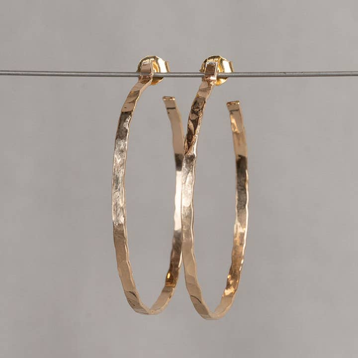 Earrings Goldfilled hammered large loop for wholesale by Jéh Jewels