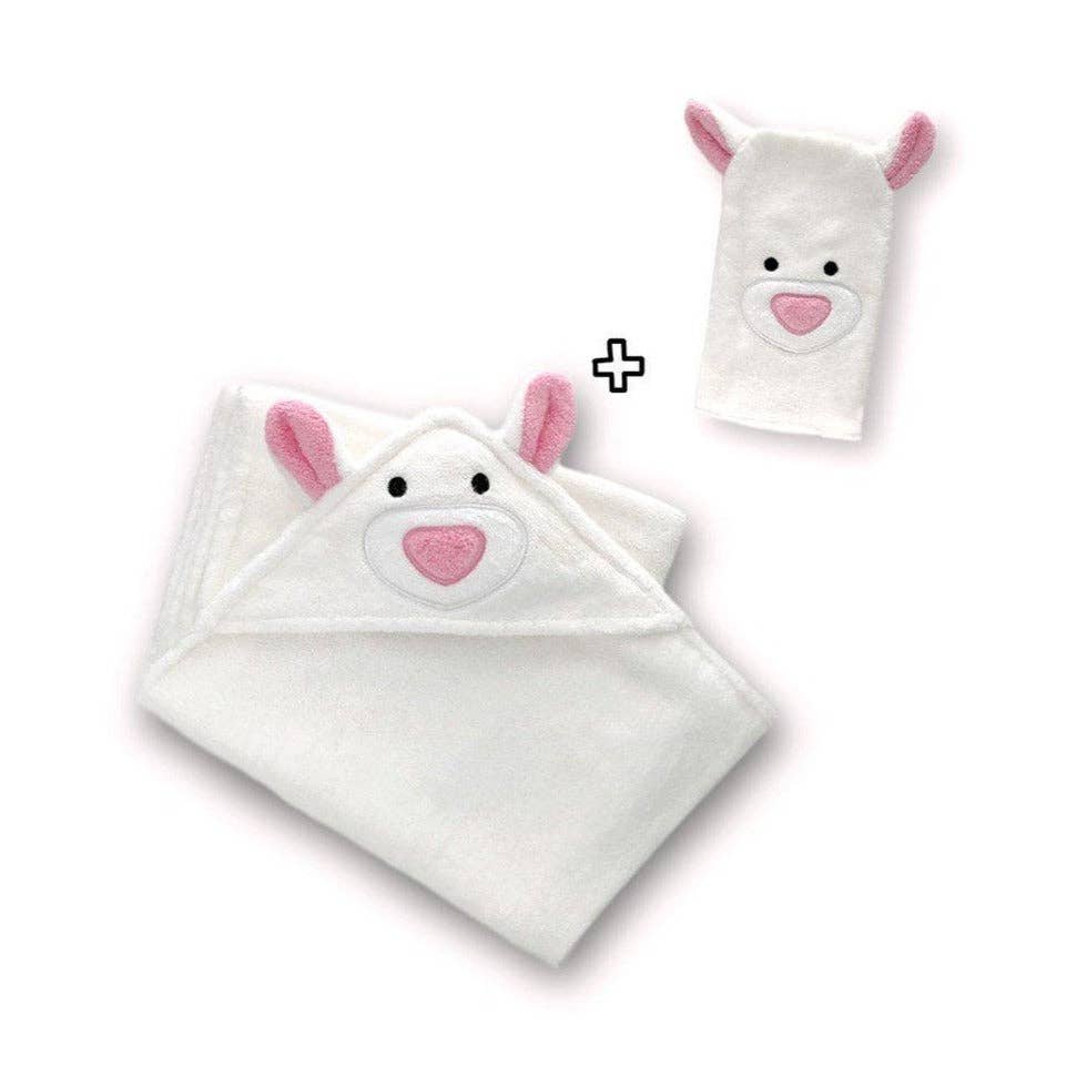 Zoe Sage – wholesale Hooded towel – Child & baby – Hooded Bamboo Baby Bath Towel & Mitt - Vega The Sheep0