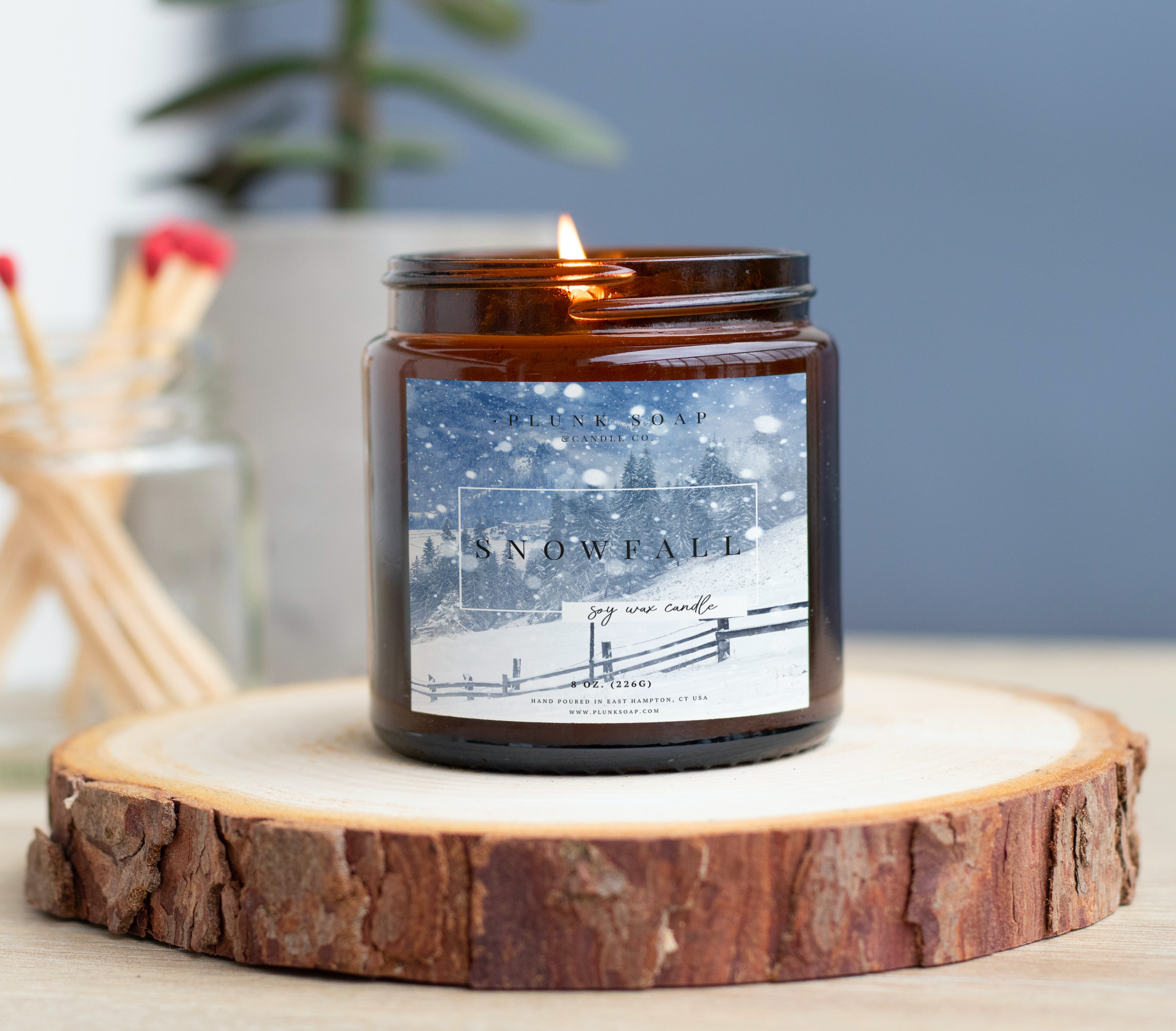 Plunk Soap and Candle Company – Engroshandel Glaslys – Snefald Duftende Soy Candle0