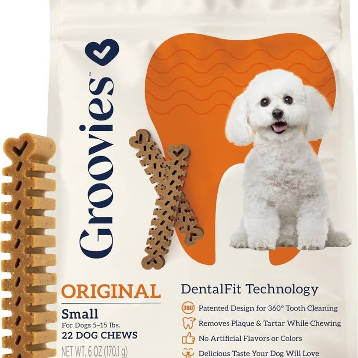 Groovies Original Friandises Dentaires pour Chiens – Flexibles et Résistantes avec la Technologie DentalFit (Plusieurs Tailles Disponibles) pour la vente par Playful Tail