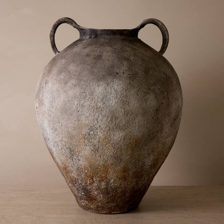 Belaré Home - Wholesale Vase - Lucero Textured Stone Vase - White Rustic Contemporary 21.6H0