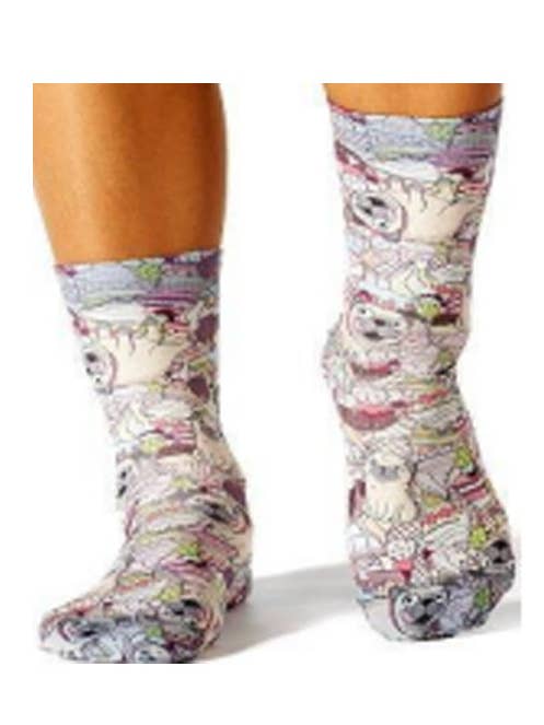 Light Blue Dressed Pug Socks for wholesale by Urbiana