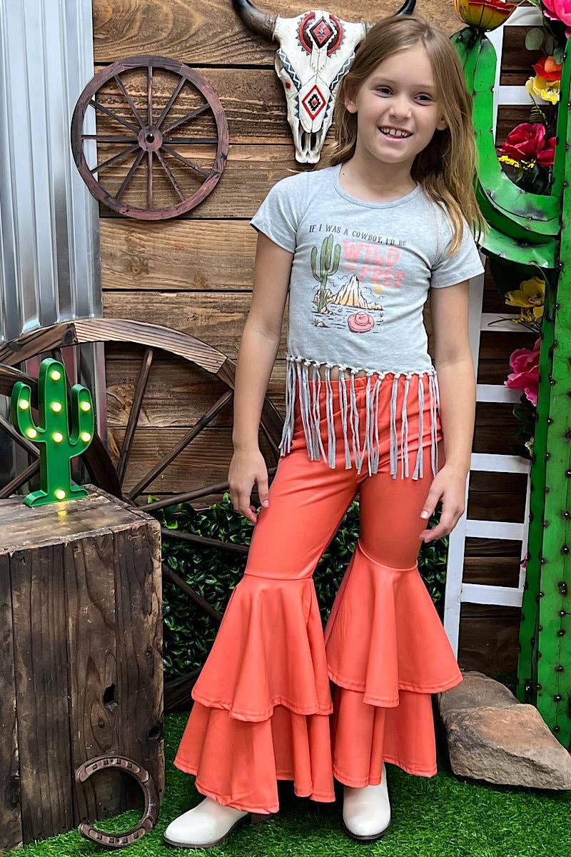 Kids Charm Online - Wholesale Pants - Kids - Orange double layer extra wide bell bottoms. PNG25153109-JEANN3