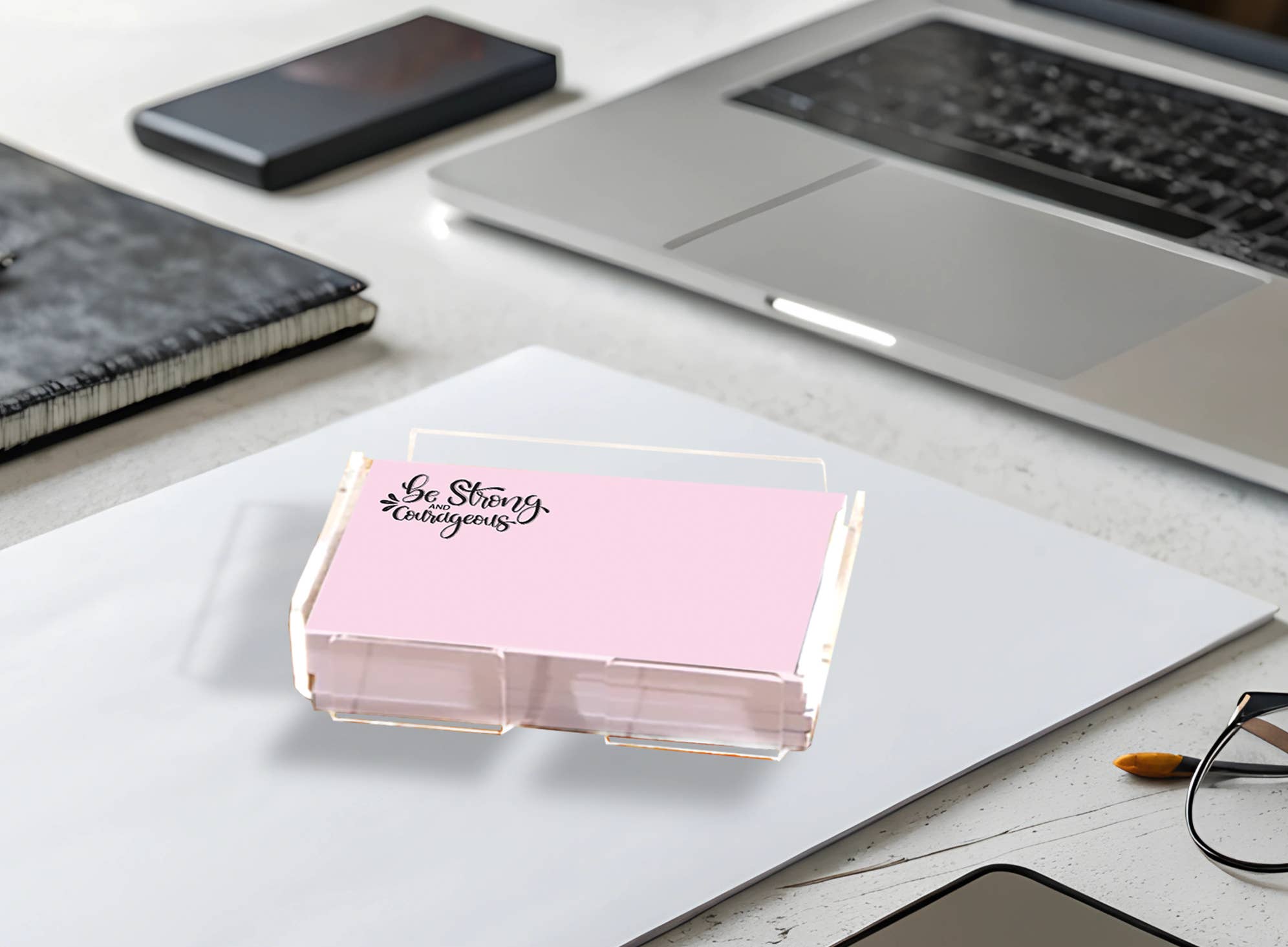 Post-it® Notes Design Series – wholesale Skrivbordsfack – ✨ Klar akrylbricka – Passar 3x3, 3x4 & 4x6 Post-it®-lappar3