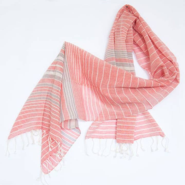 Striped Cotton Scarf for wholesale by Silk Wool and Bijoux