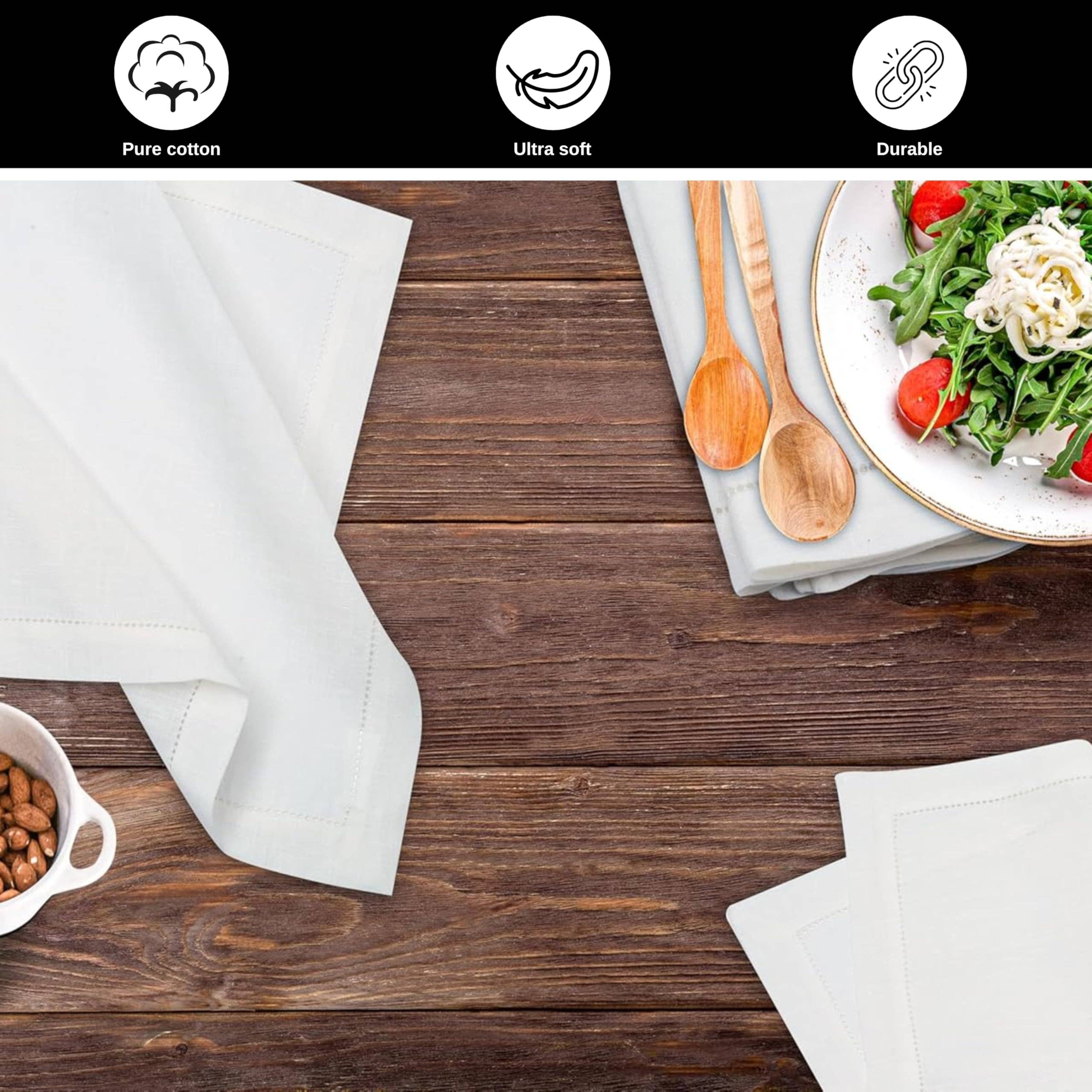 Premium Linen Cloth Dinner Napkins, 16x16- White (Set of 6) for wholesale on Faire4