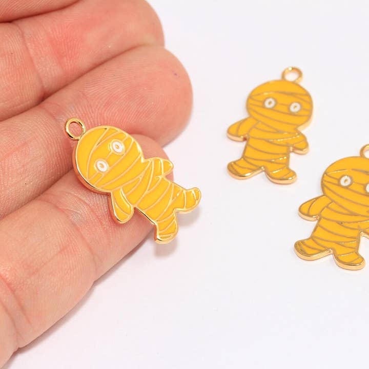 Colgante de Halloween de esmalte dorado brillante de 24k de 14x21mm, MLS291 para venta al por mayor de QueenJewelryM