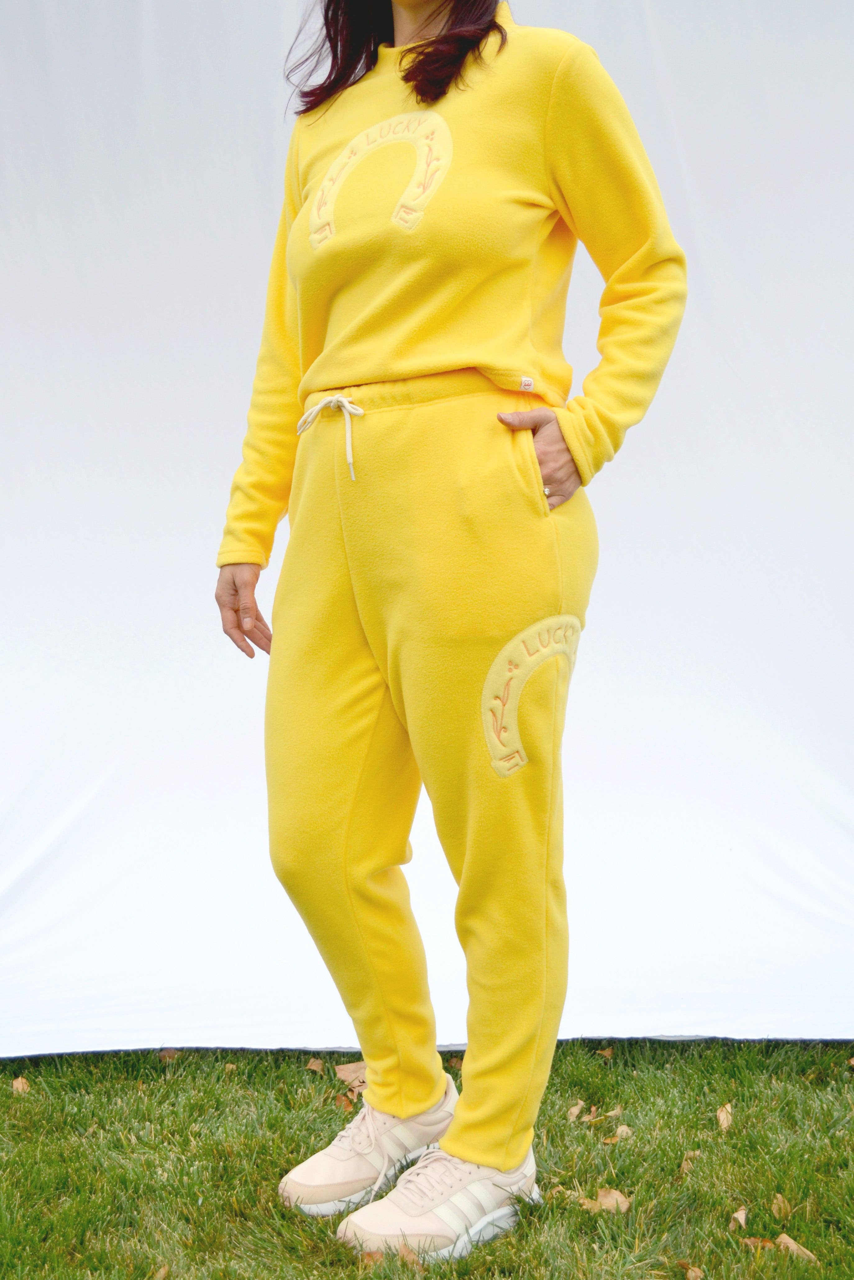 Fleece Lucky Joggers in Daffodil for wholesale on Faire6