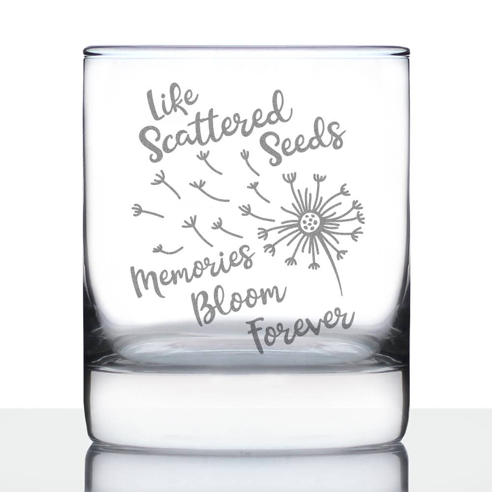 bevvee - Wholesale Cocktail/Liquor Glass - Scattered Seeds Dandelion - Whiskey Rocks Glass - Sympathy0