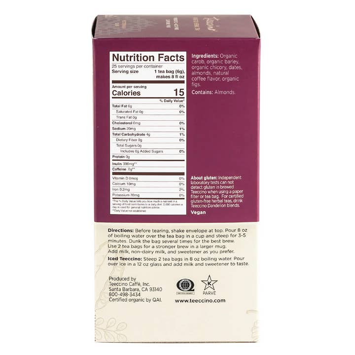 Teeccino - Wholesale Health/Detox Tea - Java Roasted Herbal Tea-75% Organic