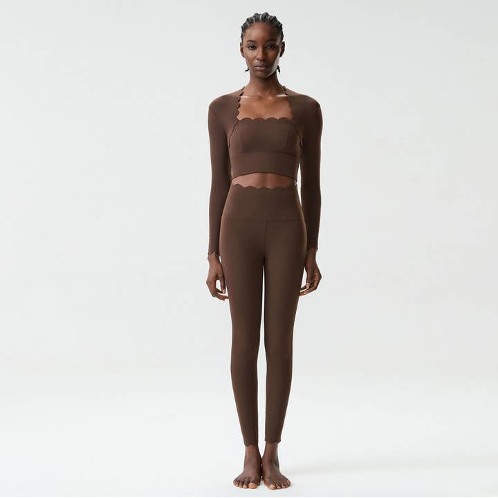 Women's Petal Long Sleeve Top And Leggings Two-Piece Set for wholesale by Sodalemon