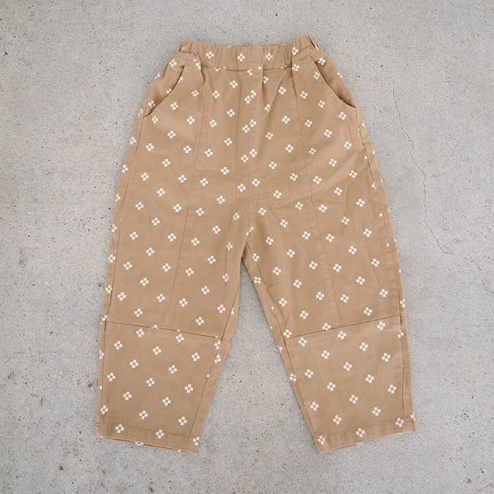 Pattern Drop Crotch Pant - Khaki for wholesale by Rivi & Kin