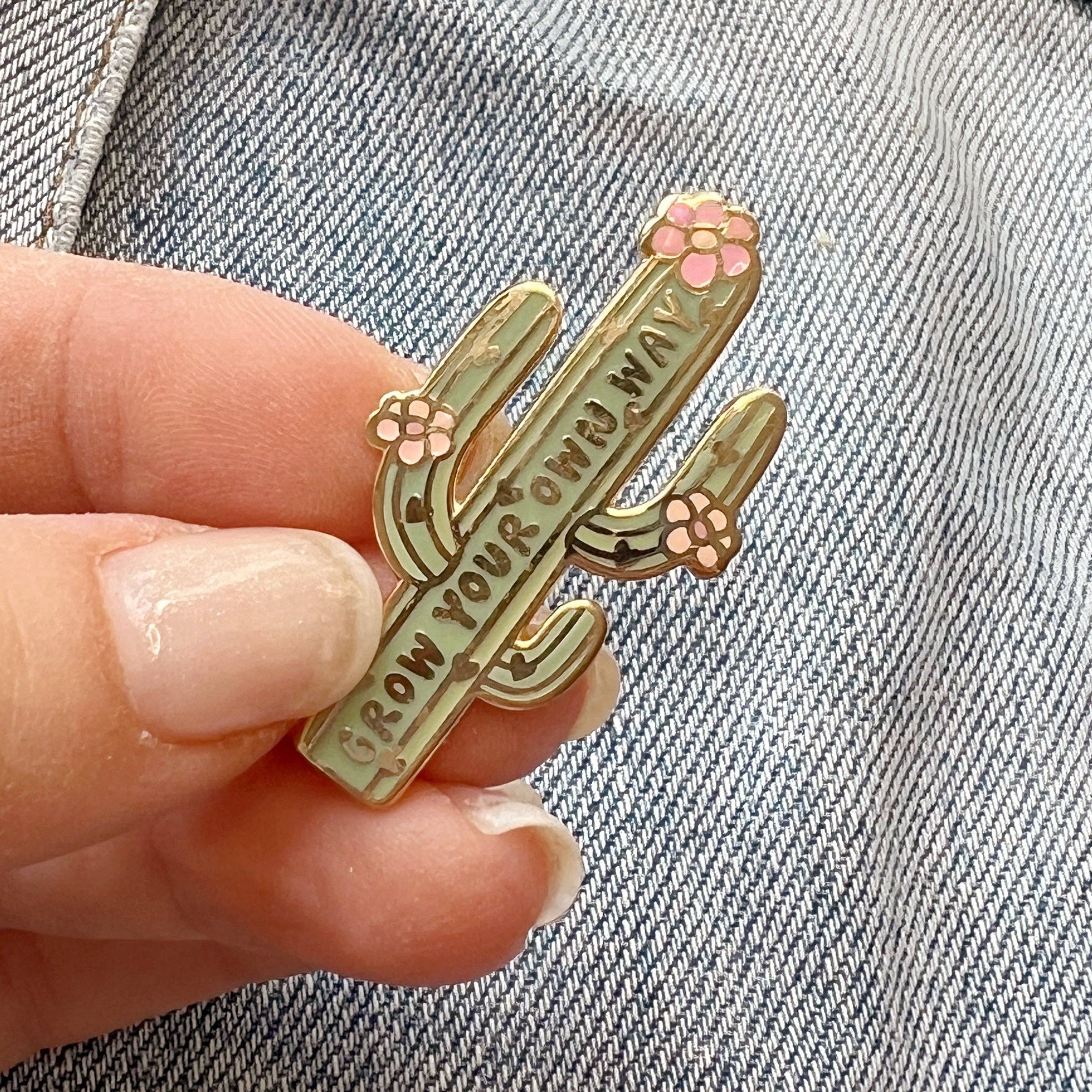 Kindness is Magic - Wholesale Lapel Pin/Button - Grow Your Own Way Cactus Enamel Pin3