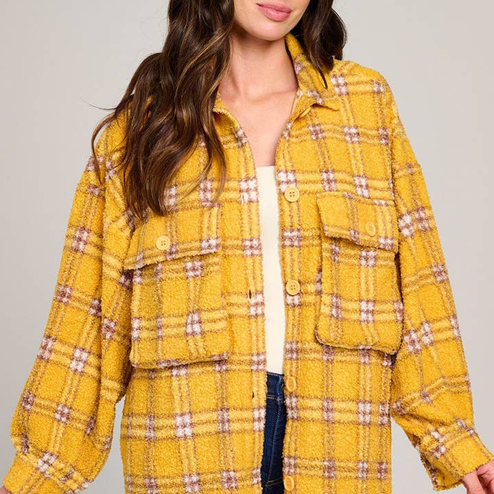 EJA91640NR- Kariertes Sherpa-Hemdjacke mit Knöpfen für den Großhandel von IWT Brands