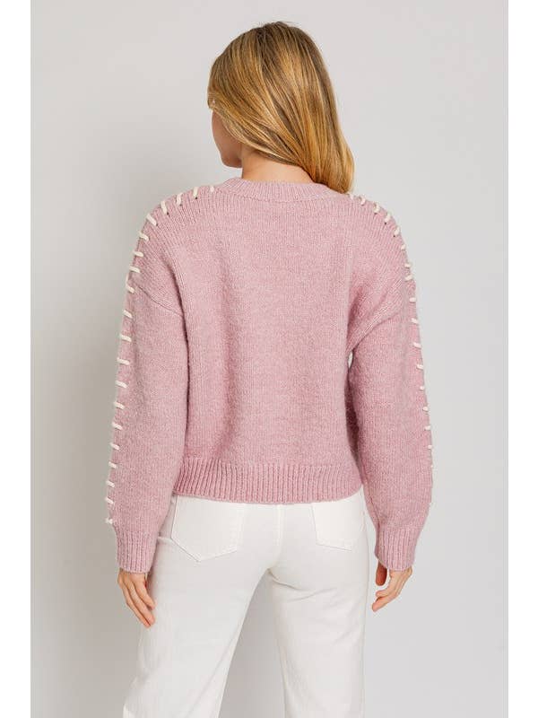 LE LIS - Wholesale Knit Sweater - Women's - STITCH DETAIL SWEATER TOP41