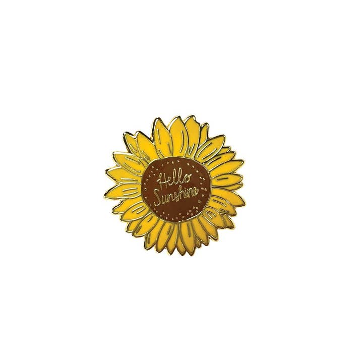 Hello Sunshine Sunflower Enamel Pin for wholesale by Pineapple Sundays Design Studio
