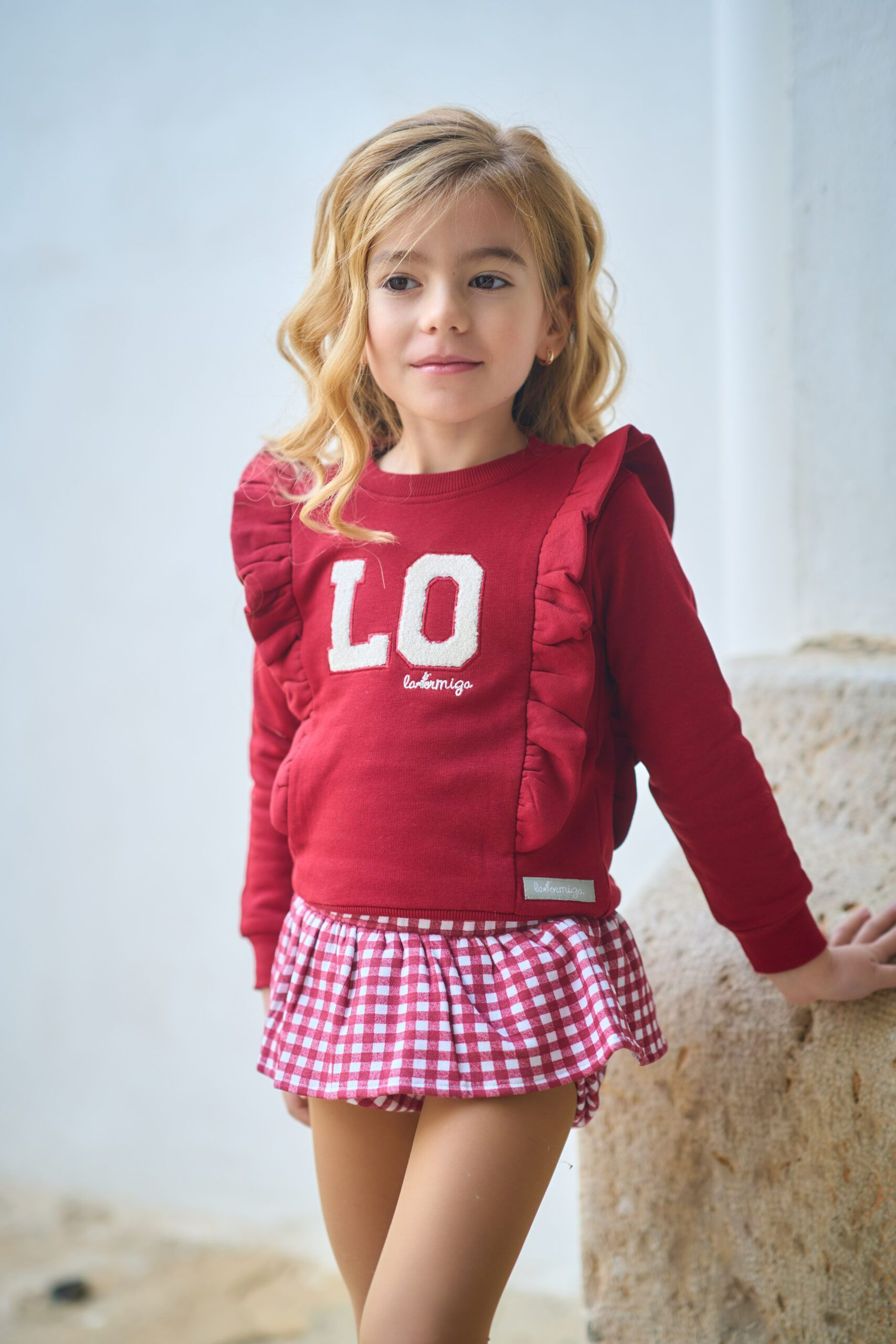 La ormiga - Wholesale Clothing Set - Baby - Braga Skirt + Bordeaux Vichy Sweatshirt Set2