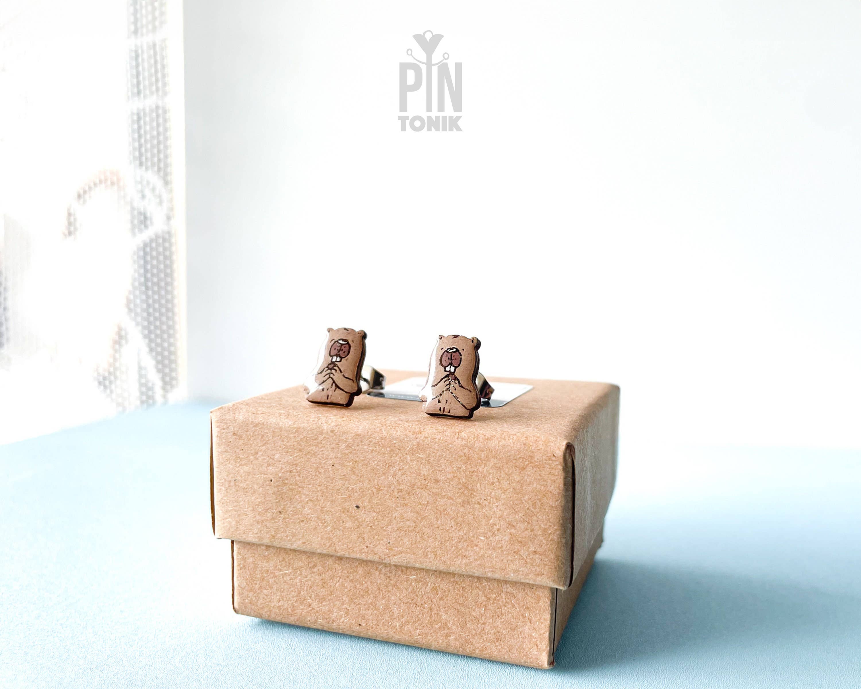 PinTonik - Wholesale Stud/Post Earrings - Beaver Stud Earrings - Funny Animal Gifts - Quirky Jewelry2