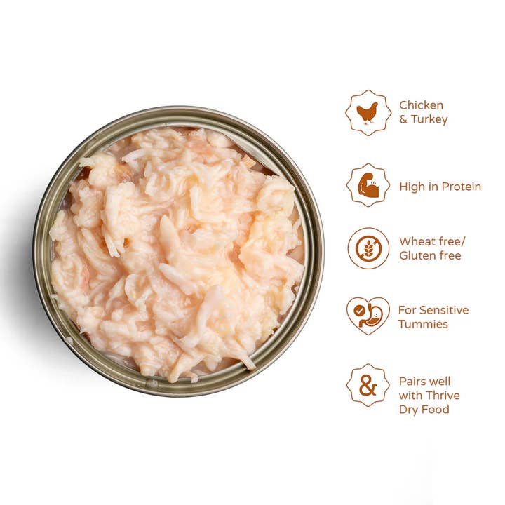 PetGiftz LLC - Vente Nourriture – chat - Nourriture Thrive pour chats avec poitrine de poulet et dinde, paquet de 12 (2,65 oz)