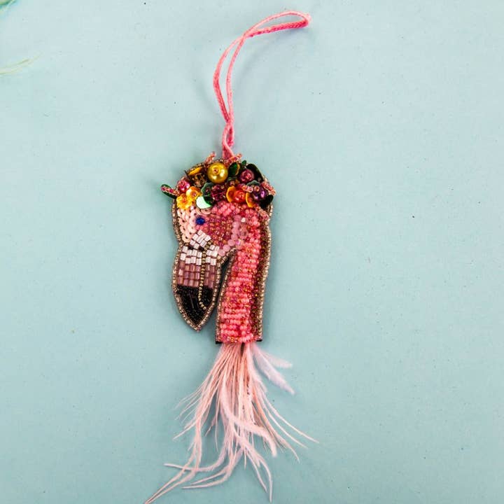 Gypsea Beach Life - Wholesale Ornament - Kralenornament - Hoed met fonkelende flamingo