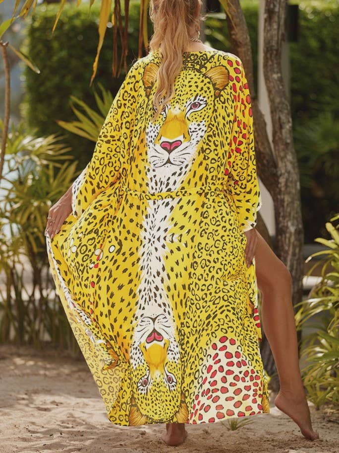 Rosa Clothing - Wholesale Kimono - Women's - Bohemian Leopard & Ocean Print Flowy Kimono2