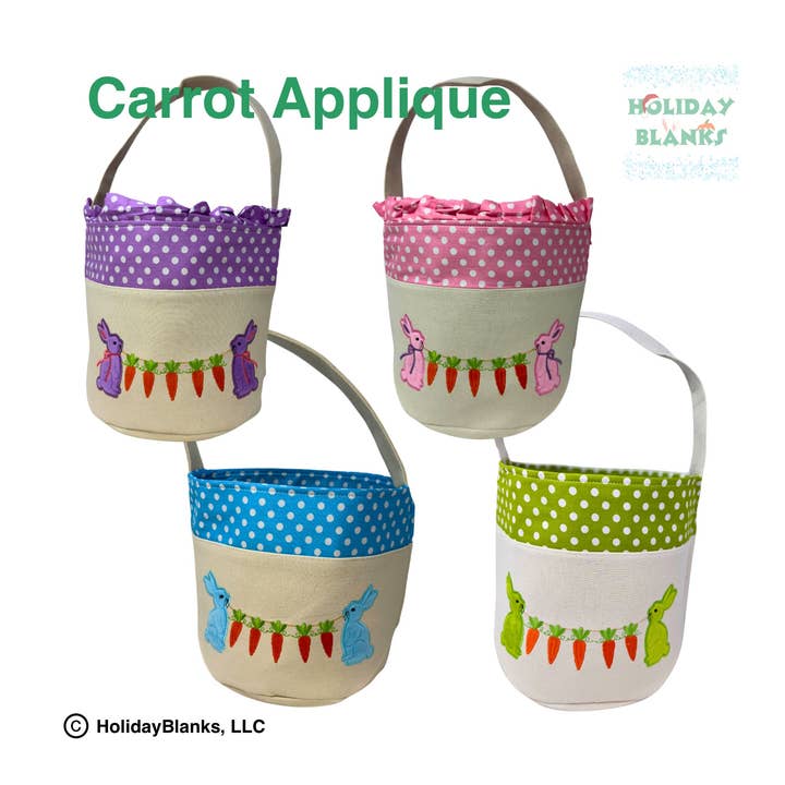 Holiday Blanks - Wholesale Basket - Kids & Baby - Easter Bunny and Carrot Applique Basket Embroidery Blank9