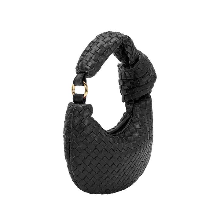 Melie Bianco - Wholesale Top Handle Bag - Women's - Brigitte Black Recycled Vegan Bag Charm