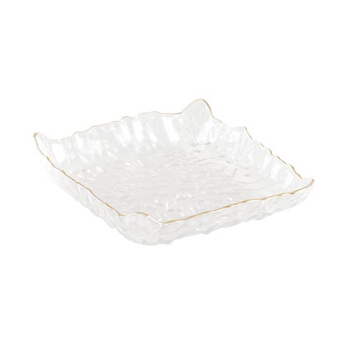 Firkantet skål med guldkant i glas 15,5x15,5x3,5 cm for engroshandel hos AULICA