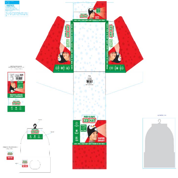 Novelty Brands - Wholesale Beanie - Kids - Christmas LED Rechargable Light Beanie Assortment- 6/Display3