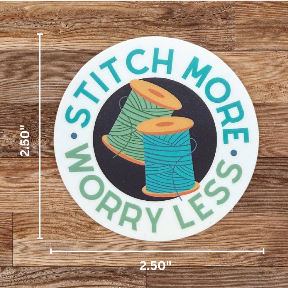 My Beste Quilt Co - Wholesale Sticker - Stitch More Worry Less Sticker - 4 Pack