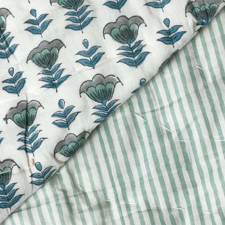 Fabricrush – Engroshandel Quiltet tæppe – Block Print Tæppe 100% bomuld Håndlavet påskedæppe2