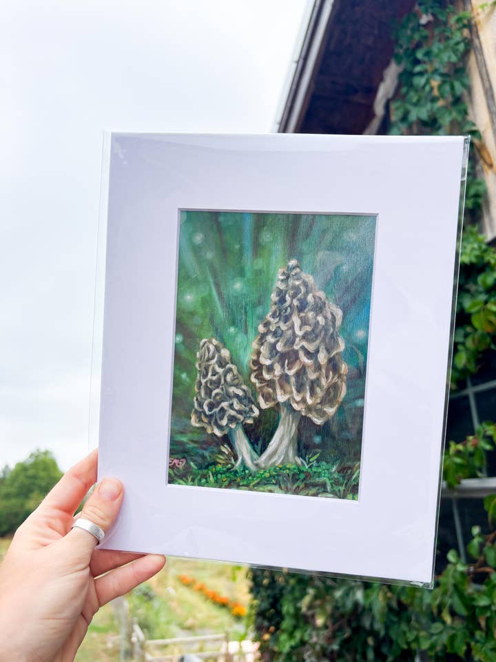 Mushroom Art Print | Morel Mushroom Art Print | Nature Art for wholesale by E. Farewell Artistics