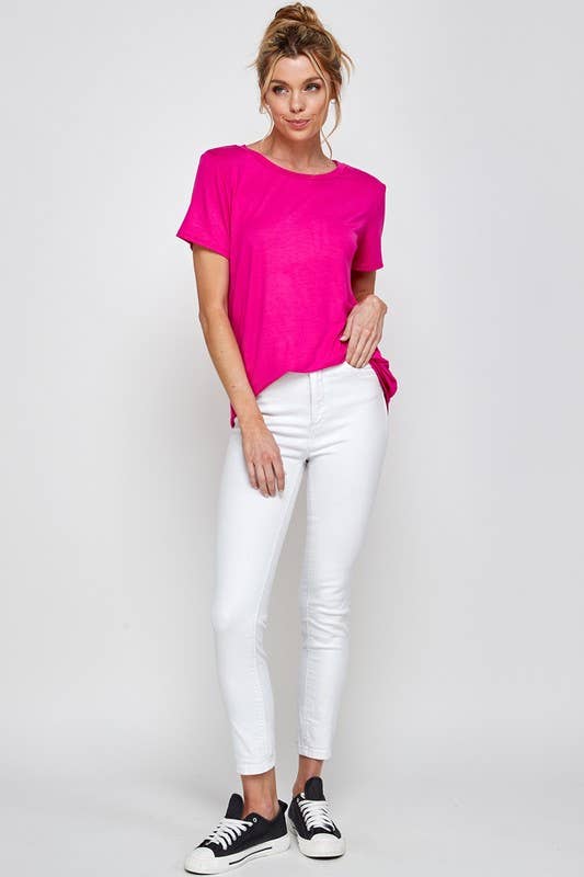 A.gain - Vendita all'ingrosso Maglietta - Donna - A.gain Top basico a maniche corte tinta unita taglie comode7