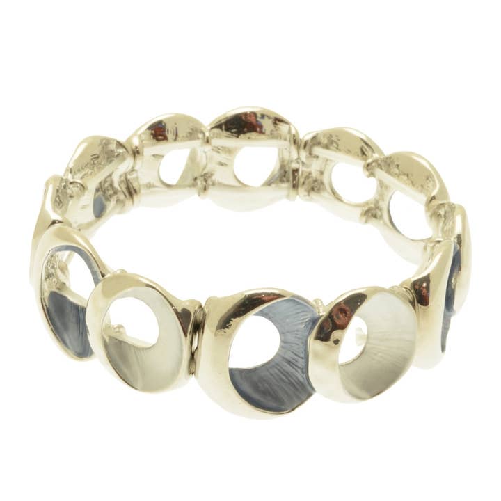 Bracelet Élastique Coquillage Bleu et Argent pour la vente par Miss Milly Limited