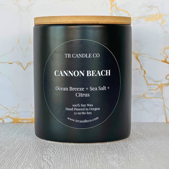 TR Candle Co - Wholesale Jar/Filled Candle - Cannon Beach 12 oz - Black Jar2