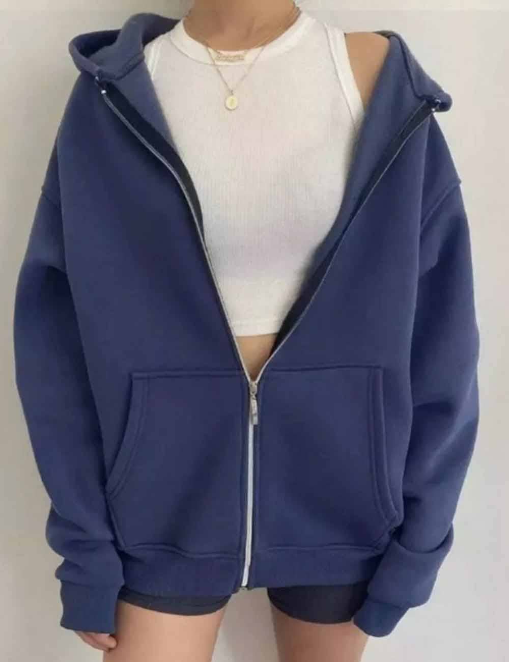 Sweetkama - Vente Sweat-shirt – femme - Sweat à capuche zippé uni pour femme à manches longues7