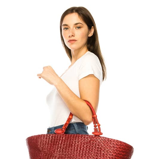 Large Natural Seagrass Straw Tote Bag - Beach Bag for wholesale by DNMC