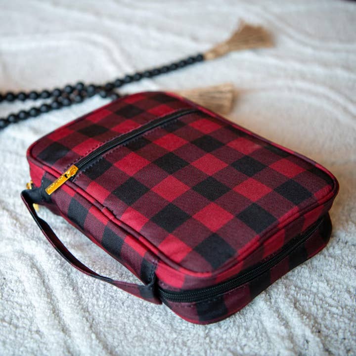 Lion + Lamb - Vendita all'ingrosso Borsa a tracolla - Donna - Borsa a Tracolla Porta Bibbia a Quadri Rossi e Neri da Donna4