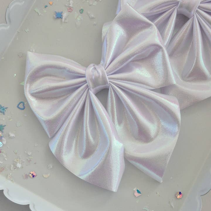 Dainty Delights Creations – Engroshandel Hårsløjfe - Børn – Annabelle Sløjfe-Hvid Havfrue Iriserende Engros