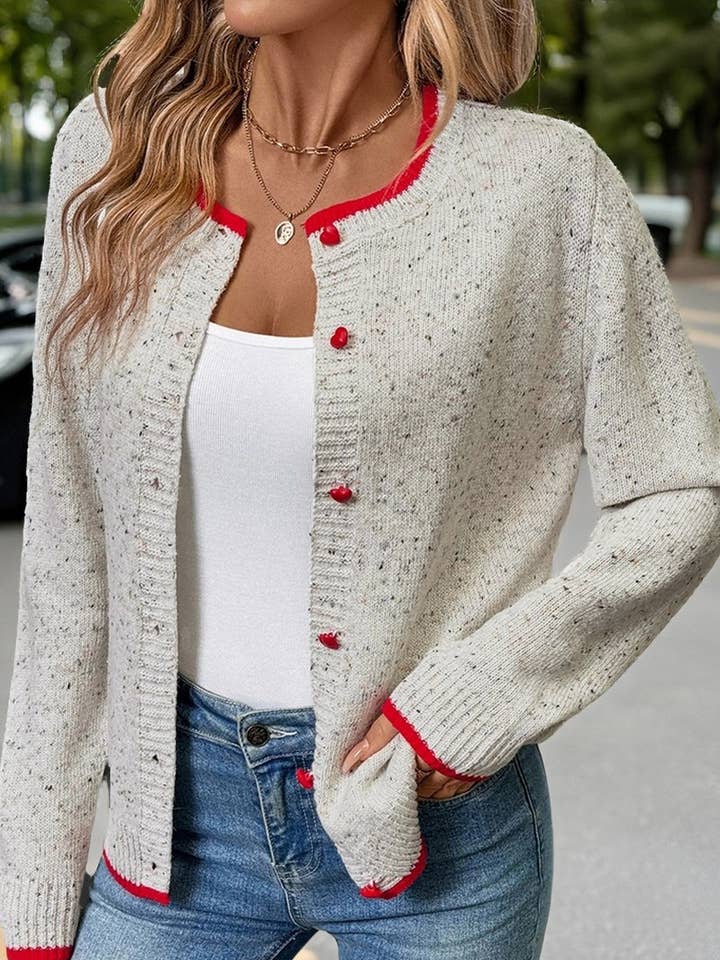 CWOCAL00918_COLORBLOCK CREW NECK KNIT CARDIGAN for wholesale by NINEXIS