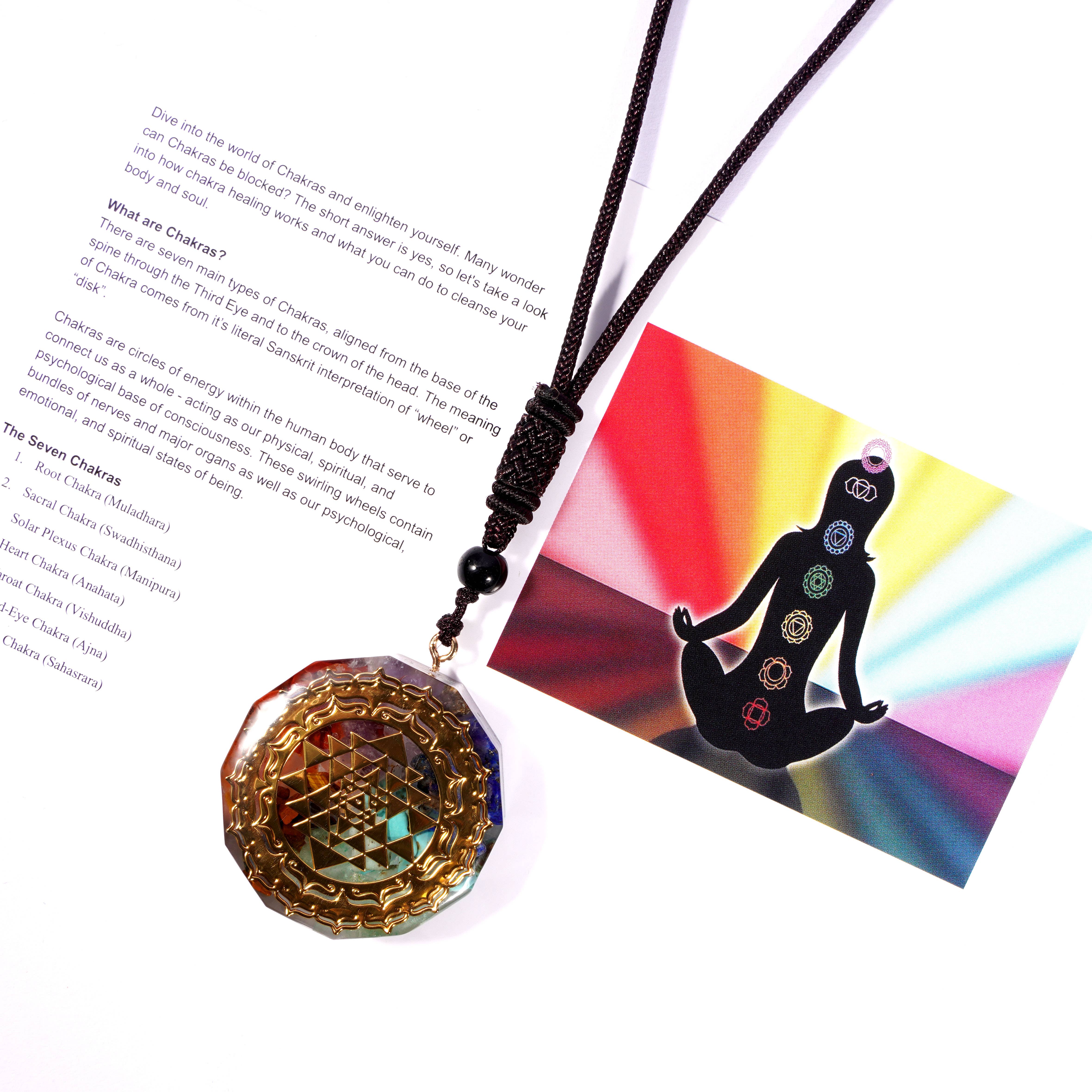 Faiza Naturals - Venta al por mayor Collares con colgantes/abalorios - Collar con colgante de cristal orgonita de 7 chakras3